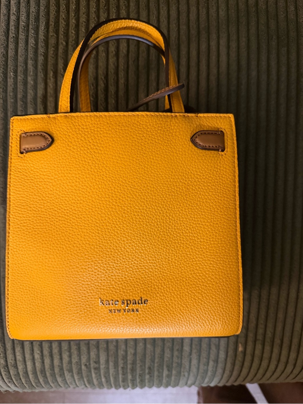 kate spade yellow pebbled leather mini tote